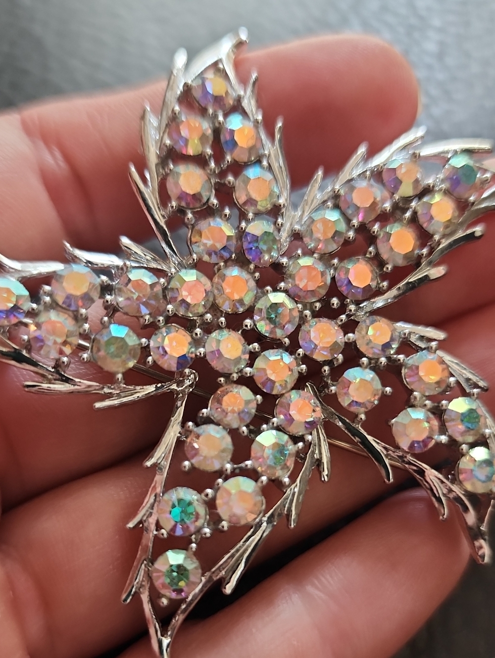 VTG Aurora Crystal Starfish Brooch - Iridescent Multi-Color
